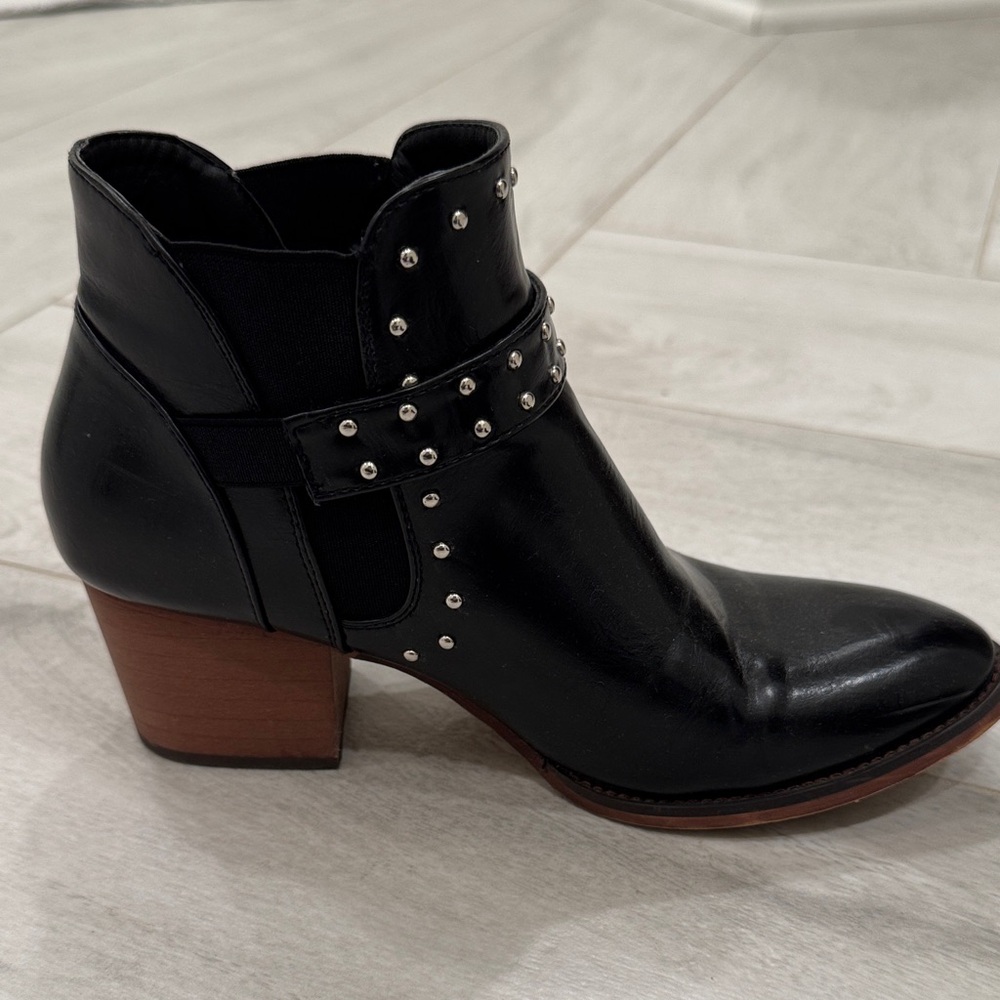 Olivia Miller Black Ankle Boots with Silver Studs